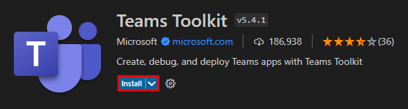 Captura de ecrã a mostrar o Toolkit do Teams.